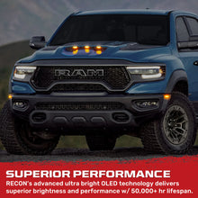 Load image into Gallery viewer, Recon Dodge 21-25 RAM 1500 TRX 7-PC Fender &amp; Hood Light Kit Smoked Lens White or Amber LED Running Lights w/ Startup Light Sequence - Multiple Options
