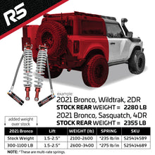 Load image into Gallery viewer, Ride Shocks Bronco 2.5 Inch Coilover Package for 2021+ Bronco Plus AccuTune Upper Control Arm Kit