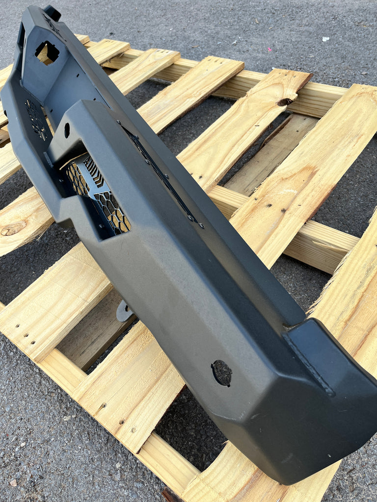 OPEN BOX (WILL ONLY) 2022+ Ford Raptor Stealth Fighter R Bumper w/ 2 Cube Lights - Hammer Black