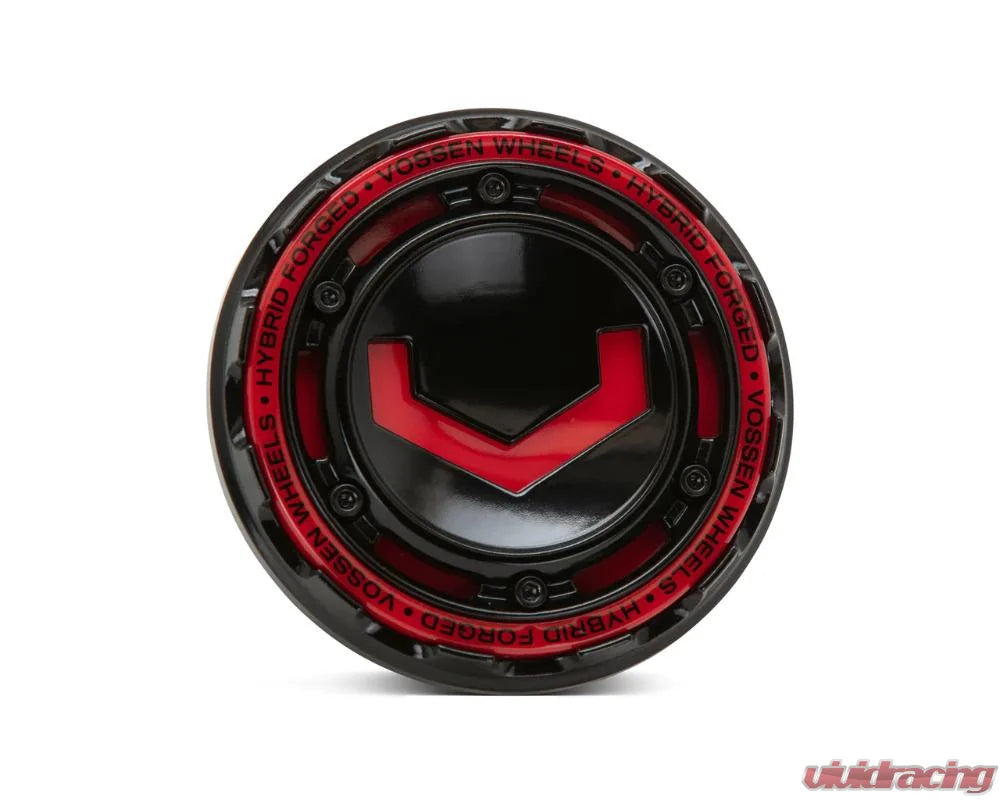 Vossen Billet Modular Cap - Large - Gloss Black w/ Red Insert