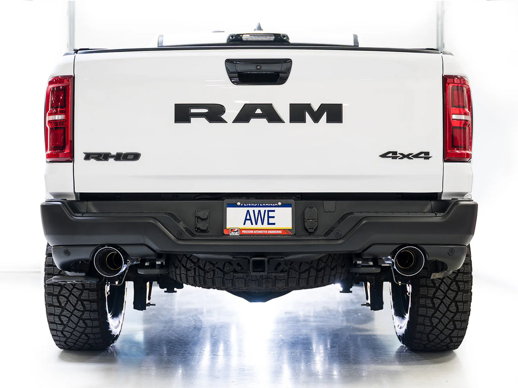 AWE Tuning 2025+ RAM 1500 RHO 3.0 I6 TT 0FG Dual Rear Exit Catback Exhaust - Diamond Black Tips