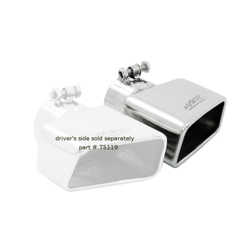 MBRP Universal Tip 4.50in x 2.75in ID Rectangle Angled Cut 3in OD Inlet 7in Lgth T304 Passenger Side